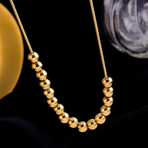2024 New Metal Ball Pendant Stainless Steel Gold Colour Necklace Simple Jewelry Party Temperament Accessories for Woman Girl Nec