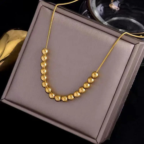 2024 New Metal Ball Pendant Stainless Steel Gold Colour Necklace Simple Jewelry Party Temperament Accessories for Woman Girl Nec
